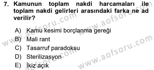 Türkiye Ekonomisi Dersi 2016 - 2017 Yılı 3 Ders Sınav Soruları 7. Soru
