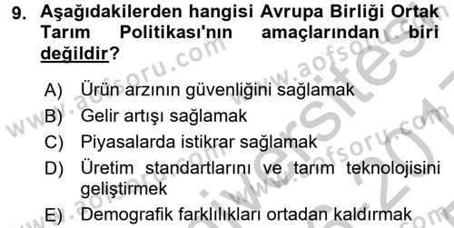 Türkiye Ekonomisi Dersi 2016 - 2017 Yılı 3 Ders Sınav Soruları 9. Soru