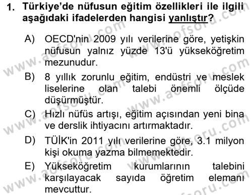 Türkiye Ekonomisi Dersi 2016 - 2017 Yılı (Vize) Ara Sınav Soruları 1. Soru