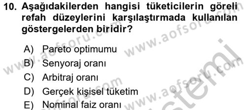 Türkiye Ekonomisi Dersi 2016 - 2017 Yılı (Vize) Ara Sınav Soruları 10. Soru