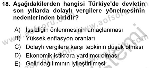 Türkiye Ekonomisi Dersi 2016 - 2017 Yılı (Vize) Ara Sınav Soruları 18. Soru