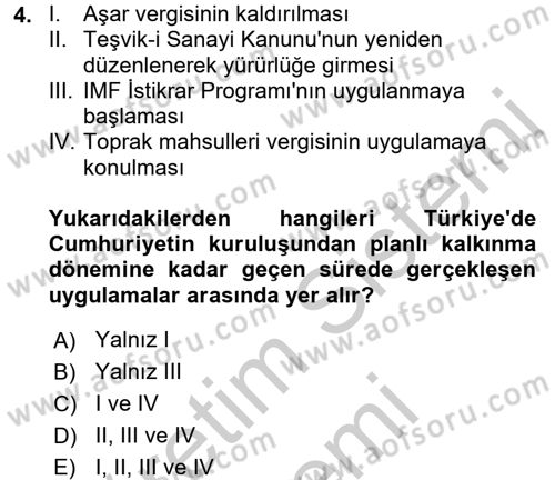 Türkiye Ekonomisi Dersi 2016 - 2017 Yılı (Vize) Ara Sınav Soruları 4. Soru