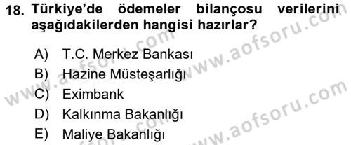 Türkiye Ekonomisi Dersi 2016 - 2017 Yılı (Final) Dönem Sonu Sınav Soruları 18. Soru