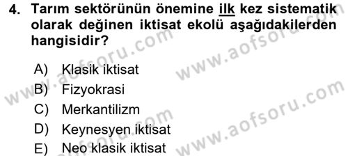 Türkiye Ekonomisi Dersi 2016 - 2017 Yılı (Final) Dönem Sonu Sınav Soruları 4. Soru
