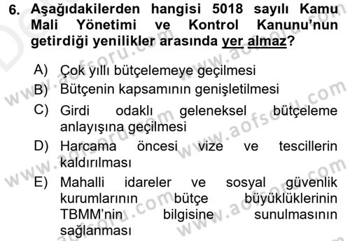 Türkiye Ekonomisi Dersi 2017 - 2018 Yılı 3 Ders Sınav Soruları 6. Soru