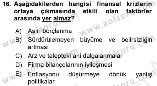 Türkiye Ekonomisi Dersi 2017 - 2018 Yılı (Final) Dönem Sonu Sınav Soruları 16. Soru