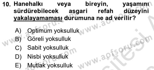 Türkiye Ekonomisi Dersi 2018 - 2019 Yılı 3 Ders Sınavı 10. Soru