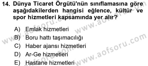 Türkiye Ekonomisi Dersi 2018 - 2019 Yılı 3 Ders Sınav Soruları 14. Soru