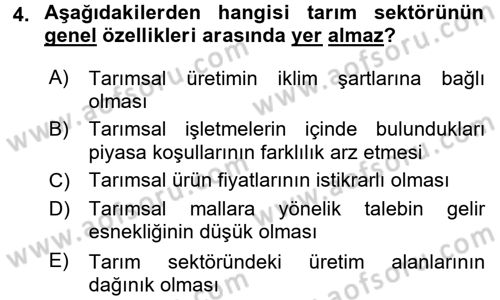 Türkiye Ekonomisi Dersi 2018 - 2019 Yılı 3 Ders Sınav Soruları 4. Soru