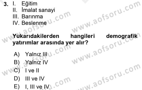Türkiye Ekonomisi Dersi 2018 - 2019 Yılı (Vize) Ara Sınav Soruları 3. Soru