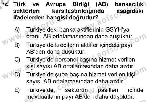 Türkiye Ekonomisi Dersi 2018 - 2019 Yılı (Final) Dönem Sonu Sınav Soruları 14. Soru