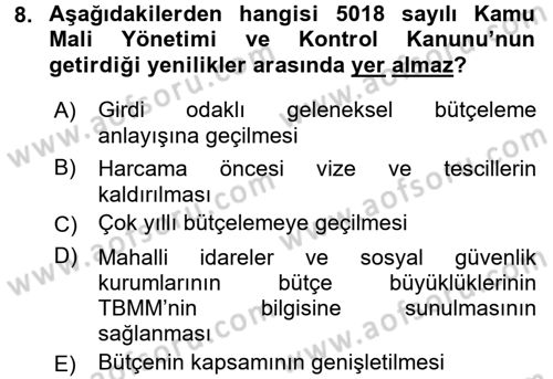 Türkiye Ekonomisi Dersi 2018 - 2019 Yılı Yaz Okulu Sınav Soruları 8. Soru