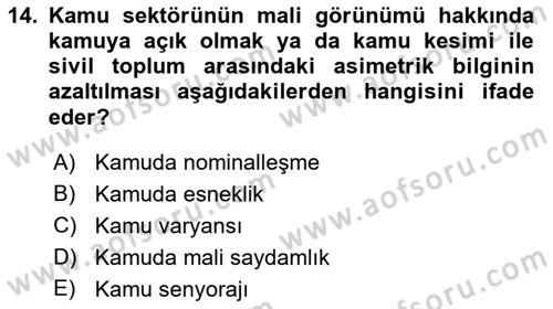 Türkiye Ekonomisi Dersi 2021 - 2022 Yılı (Vize) Ara Sınav Soruları 14. Soru
