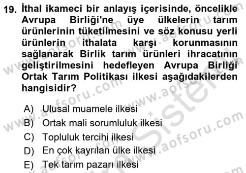 Türkiye Ekonomisi Dersi 2021 - 2022 Yılı (Vize) Ara Sınav Soruları 19. Soru