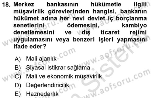 Türkiye Ekonomisi Dersi 2021 - 2022 Yılı Yaz Okulu Sınav Soruları 18. Soru