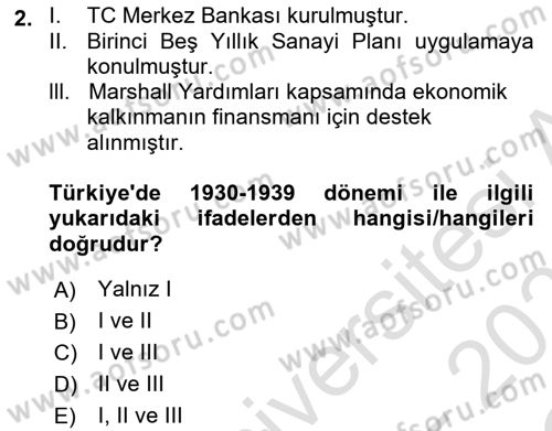 Türkiye Ekonomisi Dersi 2022 - 2023 Yılı Yaz Okulu Sınav Soruları 2. Soru