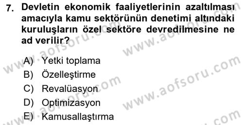 Türkiye Ekonomisi Dersi 2023 - 2024 Yılı Yaz Okulu Sınav Soruları 7. Soru