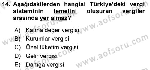 Türkiye Ekonomisi Dersi 2024 - 2025 Yılı (Vize) Ara Sınav Soruları 14. Soru