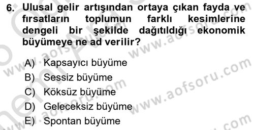 Türkiye Ekonomisi Dersi 2024 - 2025 Yılı (Vize) Ara Sınav Soruları 6. Soru