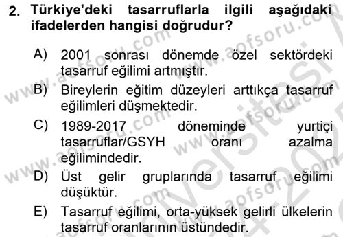 Türkiye Ekonomisi Dersi 2024 - 2025 Yılı Yaz Okulu Sınav Soruları 2. Soru
