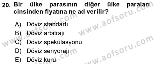 Türkiye Ekonomisi Dersi 2024 - 2025 Yılı Yaz Okulu Sınav Soruları 20. Soru