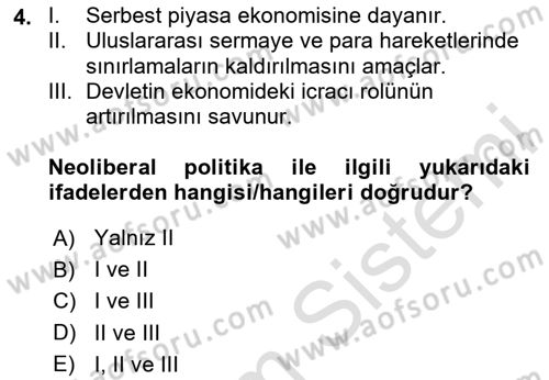 Türkiye Ekonomisi Dersi 2024 - 2025 Yılı Yaz Okulu Sınav Soruları 4. Soru