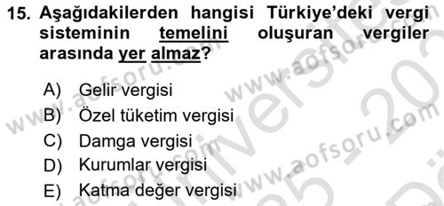 Türkiye Ekonomisi Dersi 2025 - 2026 Yılı (Vize) Ara Sınav Soruları 15. Soru