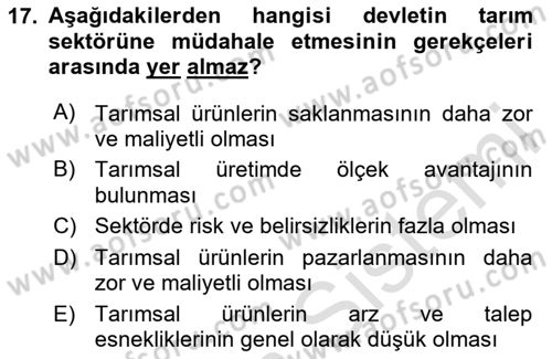 Türkiye Ekonomisi Dersi 2025 - 2026 Yılı (Vize) Ara Sınav Soruları 17. Soru