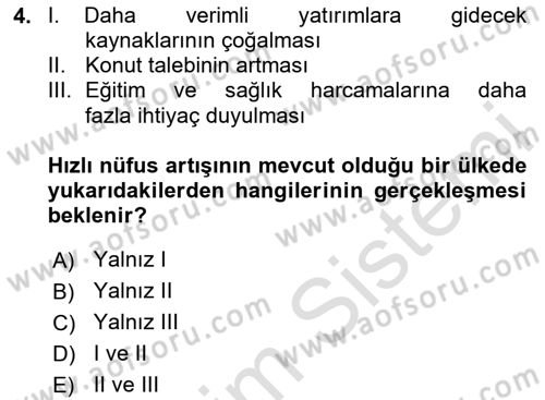 Türkiye Ekonomisi Dersi 2025 - 2026 Yılı (Vize) Ara Sınav Soruları 4. Soru