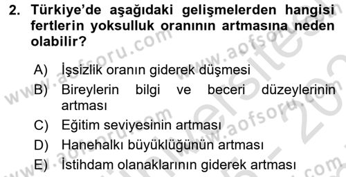 Türkiye Ekonomisi Dersi 2025 - 2026 Yılı (Final) Dönem Sonu Sınav Soruları 2. Soru