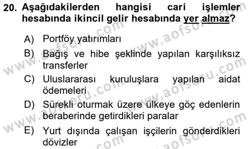 Türkiye Ekonomisi Dersi 2025 - 2026 Yılı (Final) Dönem Sonu Sınav Soruları 20. Soru