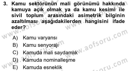 Türkiye Ekonomisi Dersi 2025 - 2026 Yılı (Final) Dönem Sonu Sınav Soruları 3. Soru