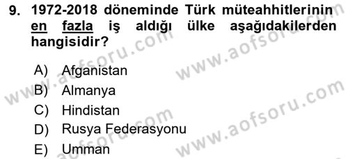 Türkiye Ekonomisi Dersi 2025 - 2026 Yılı (Final) Dönem Sonu Sınav Soruları 9. Soru