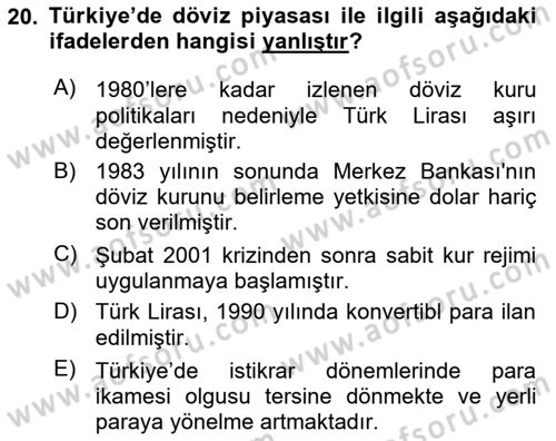 Türkiye Ekonomisi Dersi 2025 - 2026 Yılı Yaz Okulu Sınav Soruları 20. Soru