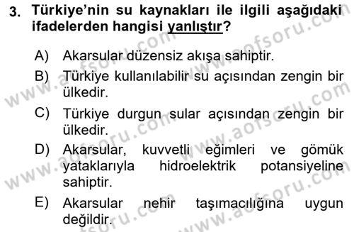 Türkiye Ekonomisi Dersi 2025 - 2026 Yılı Yaz Okulu Sınav Soruları 3. Soru