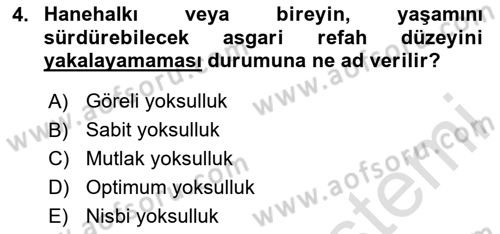 Türkiye Ekonomisi Dersi 2025 - 2026 Yılı Yaz Okulu Sınav Soruları 4. Soru