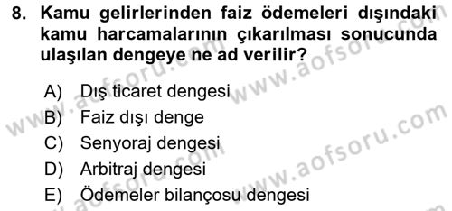 Türkiye Ekonomisi Dersi 2025 - 2026 Yılı Yaz Okulu Sınav Soruları 8. Soru