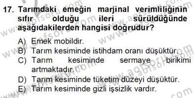 İktisadi Kalkınma Dersi Ara Sınavı Deneme Sınav Soruları 17. Soru