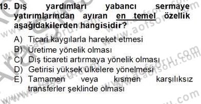 İktisadi Kalkınma Dersi Ara Sınavı Deneme Sınav Soruları 19. Soru