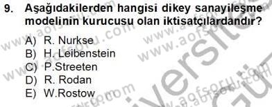 İktisadi Kalkınma Dersi Ara Sınavı Deneme Sınav Soruları 9. Soru