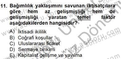 İktisadi Kalkınma Dersi 2012 - 2013 Yılı (Final) Dönem Sonu Sınav Soruları 11. Soru