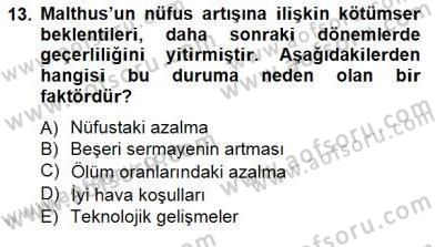 İktisadi Kalkınma Dersi 2012 - 2013 Yılı (Final) Dönem Sonu Sınav Soruları 13. Soru
