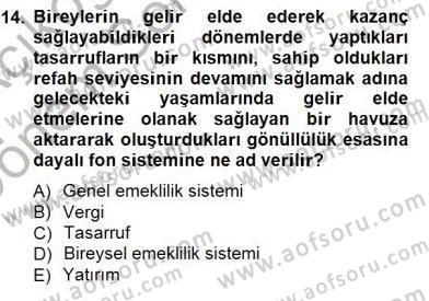 İktisadi Kalkınma Dersi 2012 - 2013 Yılı (Final) Dönem Sonu Sınav Soruları 14. Soru