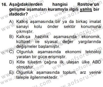 İktisadi Kalkınma Dersi 2012 - 2013 Yılı (Final) Dönem Sonu Sınav Soruları 16. Soru