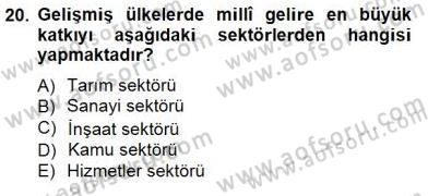 İktisadi Kalkınma Dersi 2012 - 2013 Yılı (Final) Dönem Sonu Sınav Soruları 20. Soru