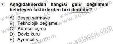 İktisadi Kalkınma Dersi 2012 - 2013 Yılı (Final) Dönem Sonu Sınav Soruları 7. Soru