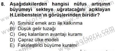 İktisadi Kalkınma Dersi 2012 - 2013 Yılı (Final) Dönem Sonu Sınav Soruları 8. Soru