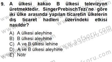 İktisadi Kalkınma Dersi 2012 - 2013 Yılı (Final) Dönem Sonu Sınav Soruları 9. Soru