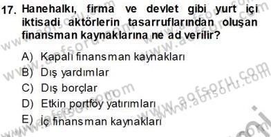 İktisadi Kalkınma Dersi Ara Sınavı Deneme Sınav Soruları 17. Soru