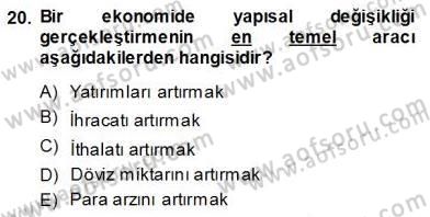 İktisadi Kalkınma Dersi Ara Sınavı Deneme Sınav Soruları 20. Soru